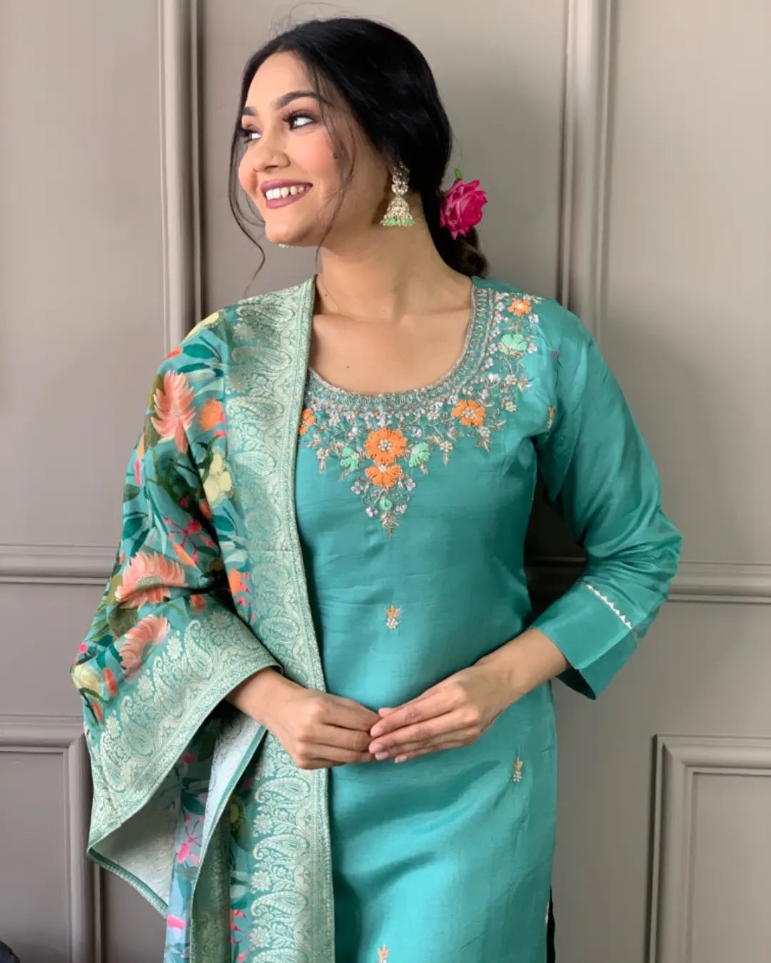 Magestic Sky Ethnic Kurta-Set