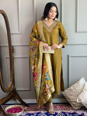 Elegant Mustard Ethnic Kurta-Set