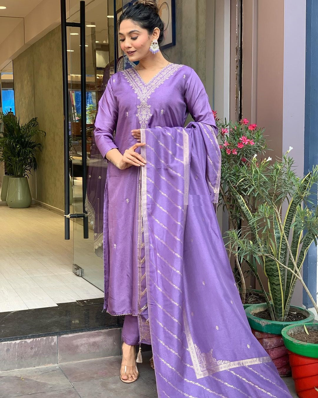 Opulent Lavender Ethnic Kurta-Set