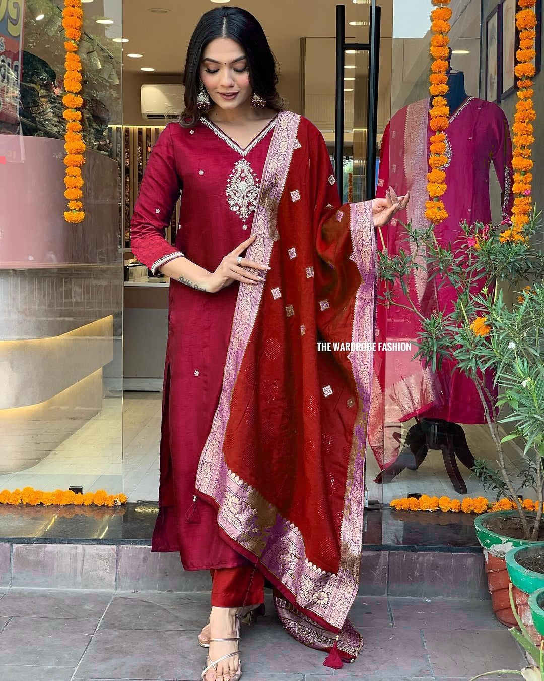 Radiant Maroon Ethnic Kurta-Set