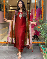 Radiant Maroon Ethnic Kurta-Set