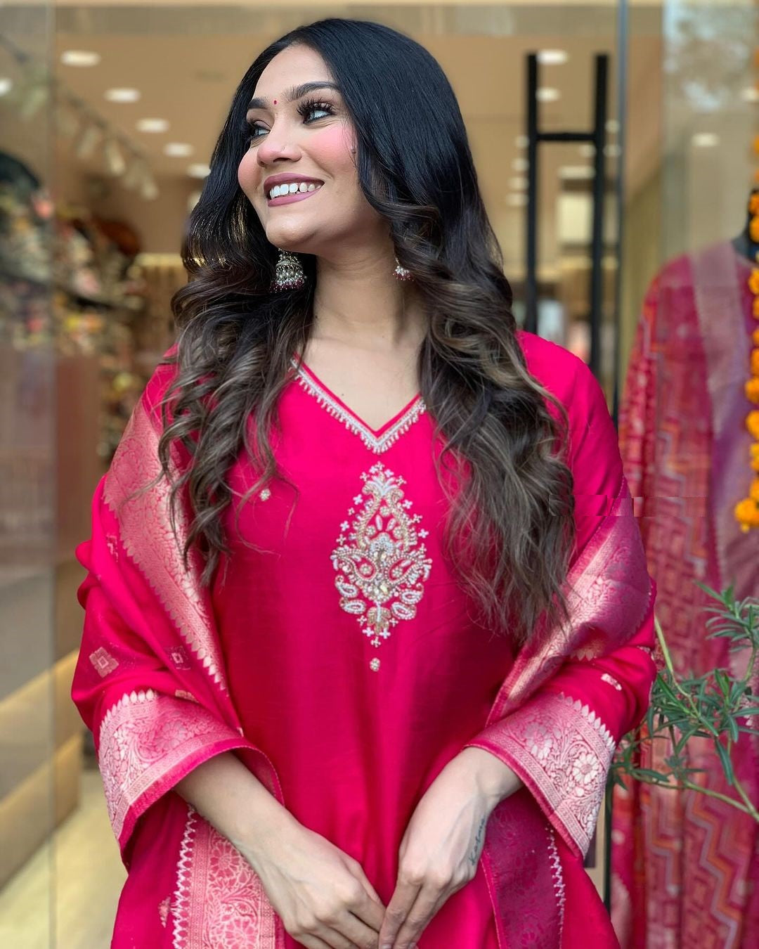 Vibrant Pink Ethnic Kurta-Set