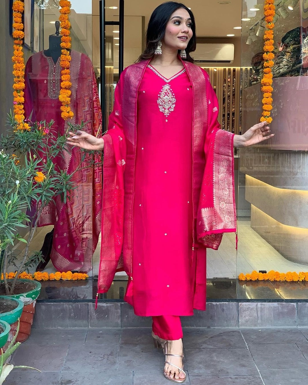 Vibrant Pink Ethnic Kurta-Set