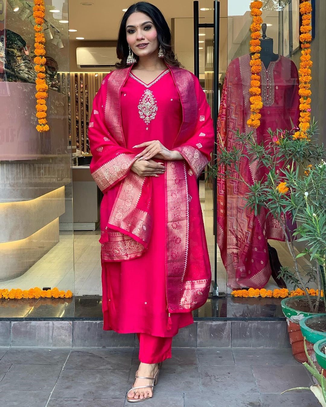 Vibrant Pink Ethnic Kurta-Set