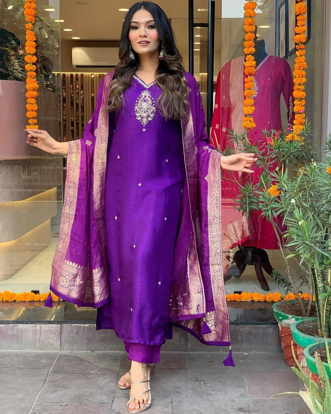 Exquisite Purple Ethnic Kurta-Set