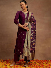 Vibrant Wine Ethnic Kurta-Set