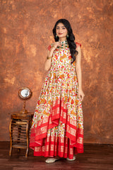 Glitzy Pure Heavy Cotton Linen Double Fair Anarkali Gown