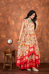 Glitzy Pure Heavy Cotton Linen Double Fair Anarkali Gown