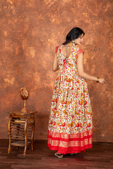 Glitzy Pure Heavy Cotton Linen Double Fair Anarkali Gown