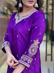 Luxurious Purple Ethnic Kurta-Set