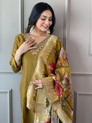 Elegant Mustard Ethnic Kurta-Set