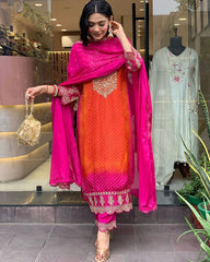 Pastel Orange Ethnic Kurta-Set