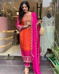 Pastel Orange Ethnic Kurta-Set