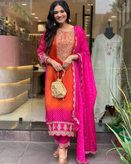 Pastel Orange Ethnic Kurta-Set