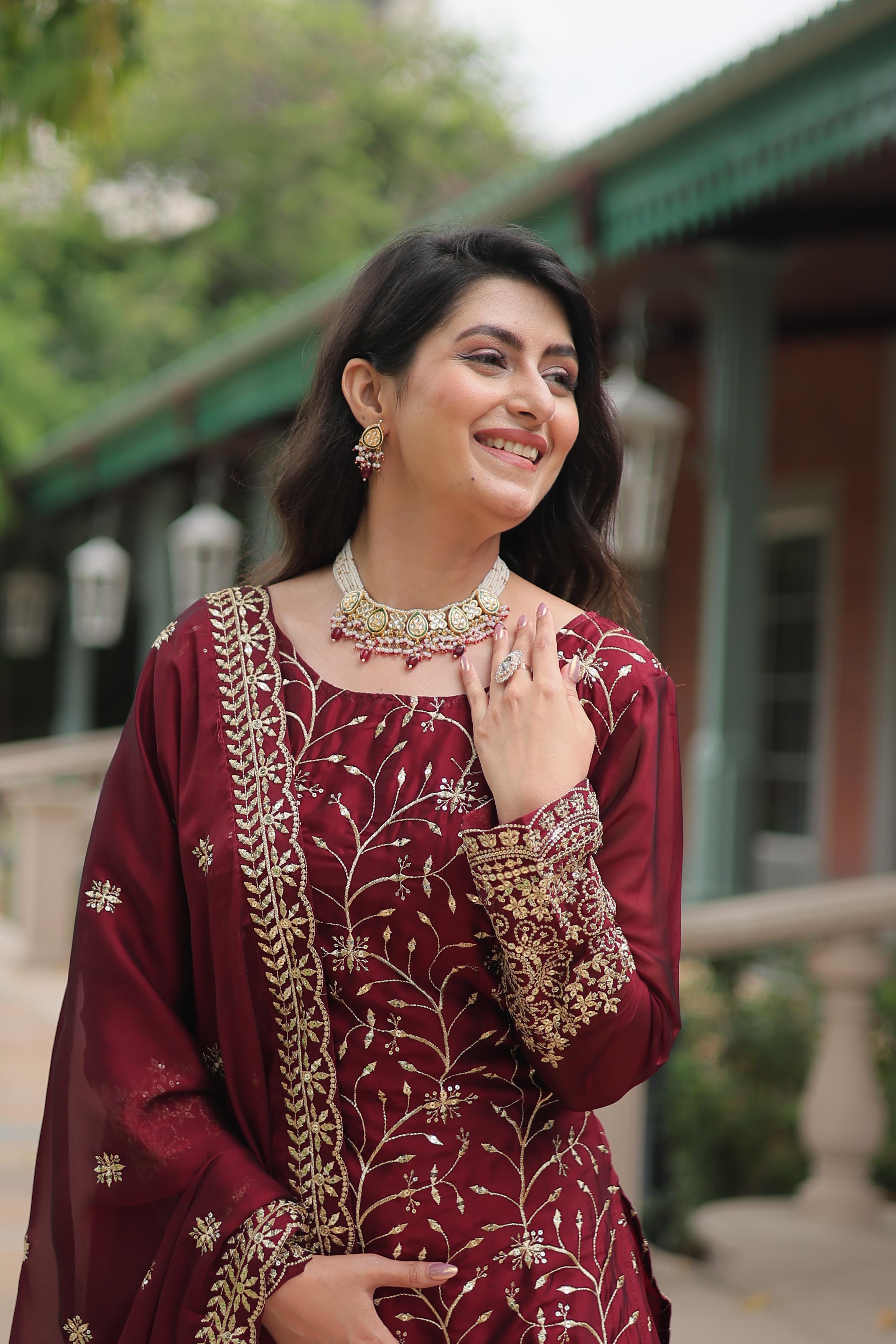 vivacious Maroon Ethnic Kurta-Set