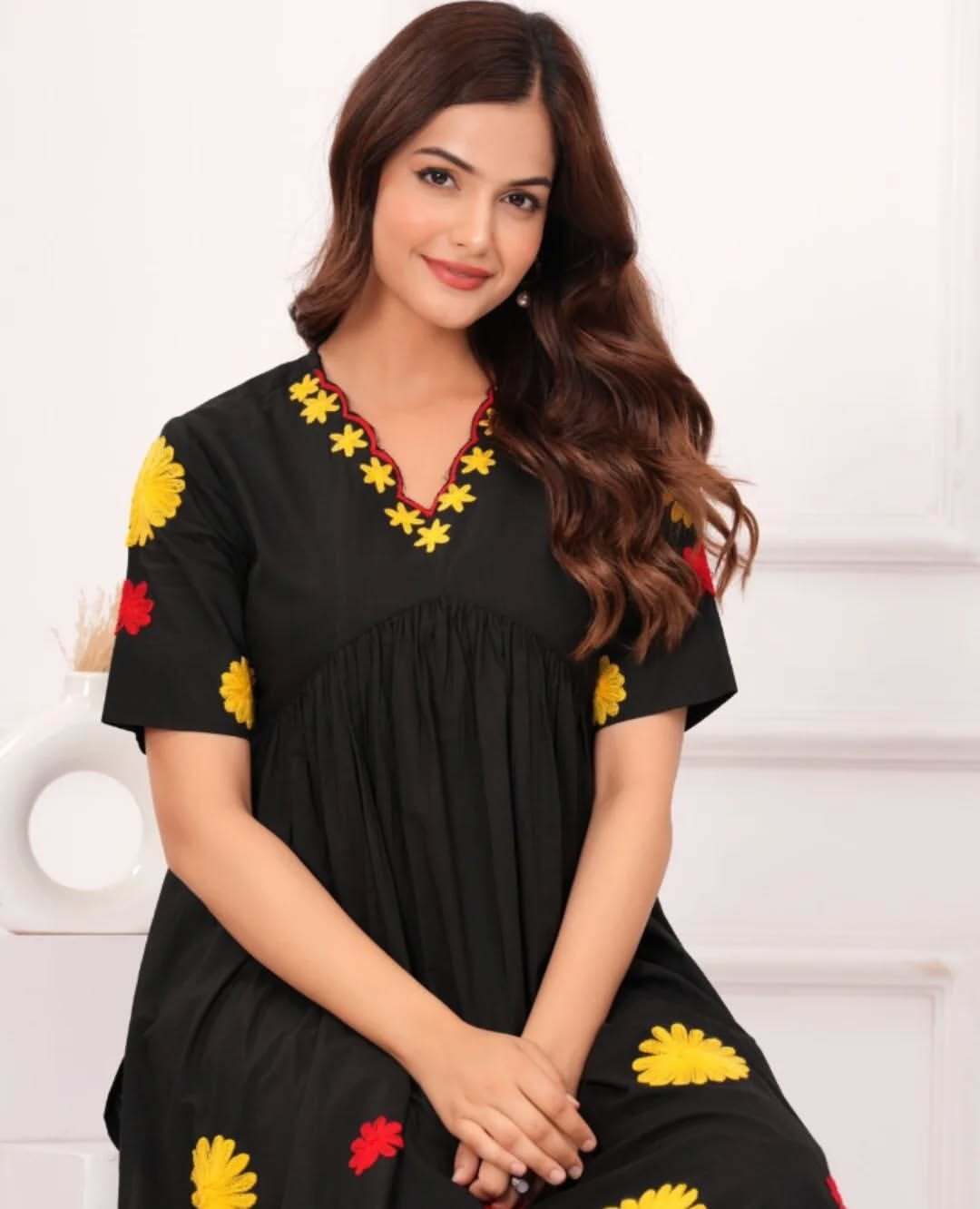 Innovative Black and White Embroidery Work Ethnic Kurta-Set