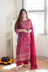 Glitzy Red Ethnic Kurta-Set