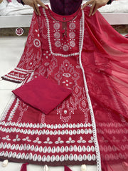 Glitzy Red Ethnic Kurta-Set