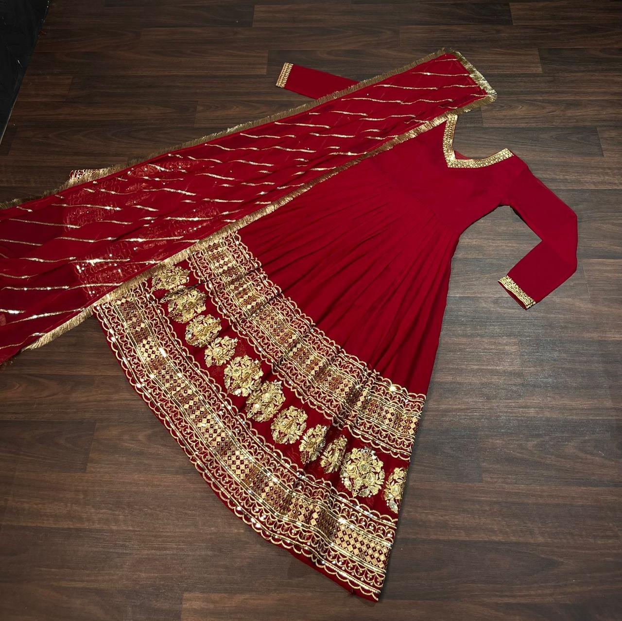 Graceful Faux Blooming with Sequins Embroidered Multi-Sequins work Gown With Dupatta