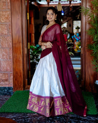 Radiant Poly Cotton Chex With Zari Weaving Work Lehengha Choli With Dupatta
