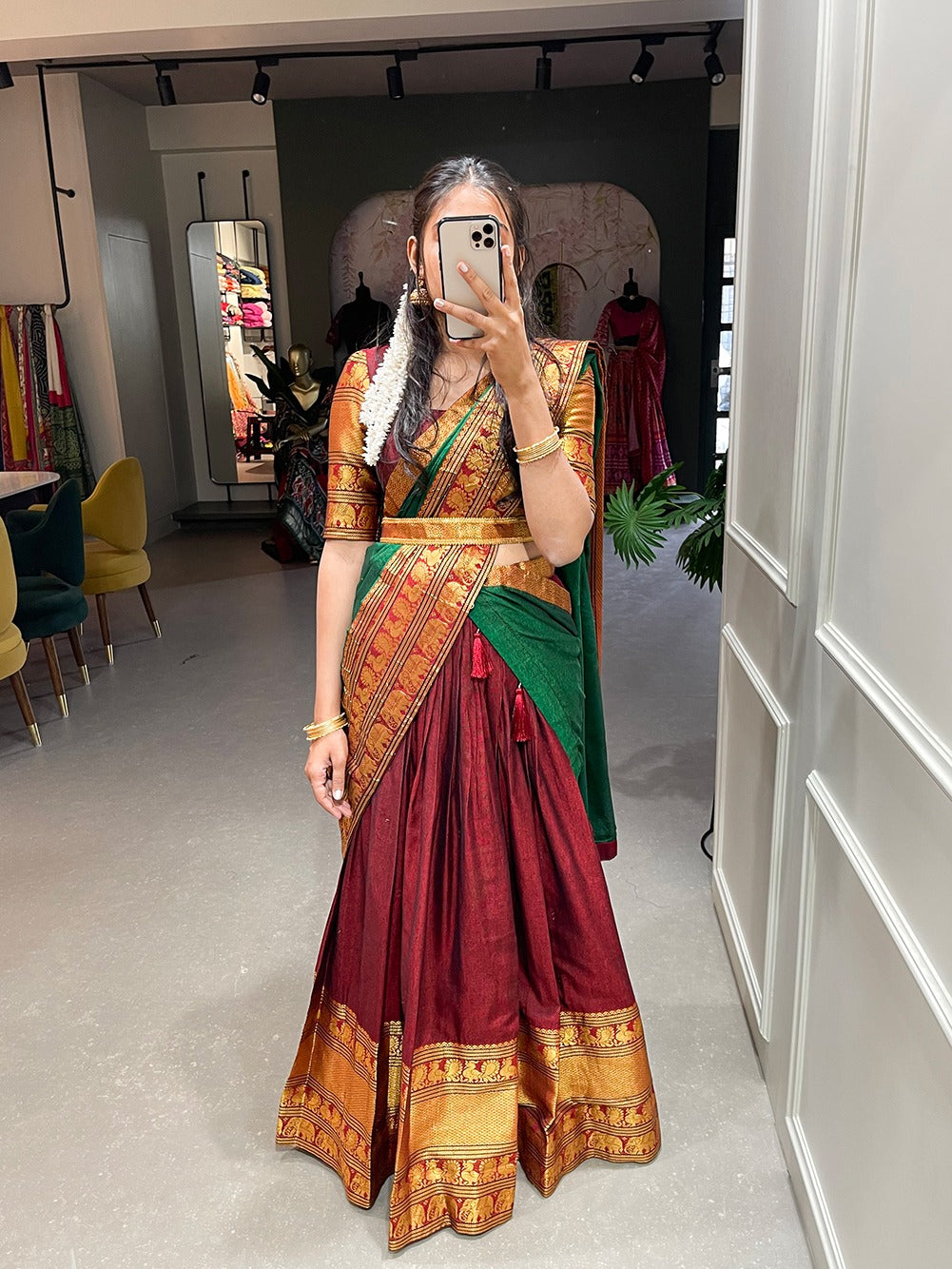 Emerald Narayan pet Zari Weaving Lehengha Choli With Dupatta