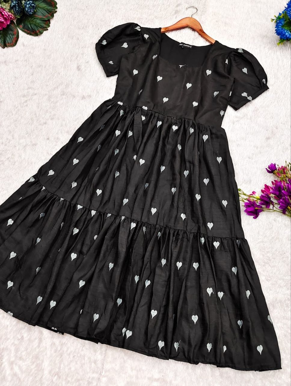 Scarlet Black Maska Cotton Fabric Maxi Gown