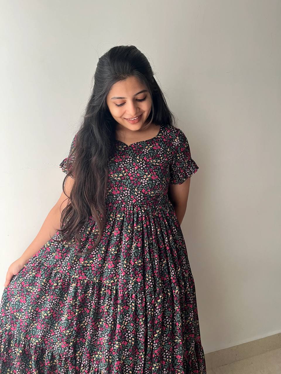 Radiant Fox Georgette Maxi Gown