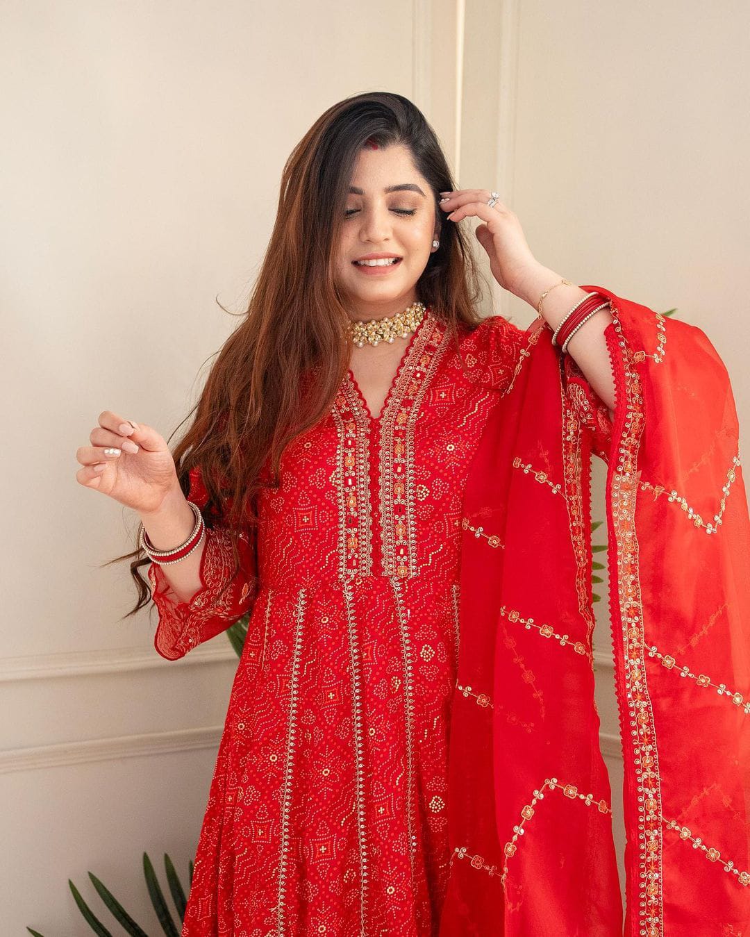 Vibrant Red Ethnic Kurta-Set