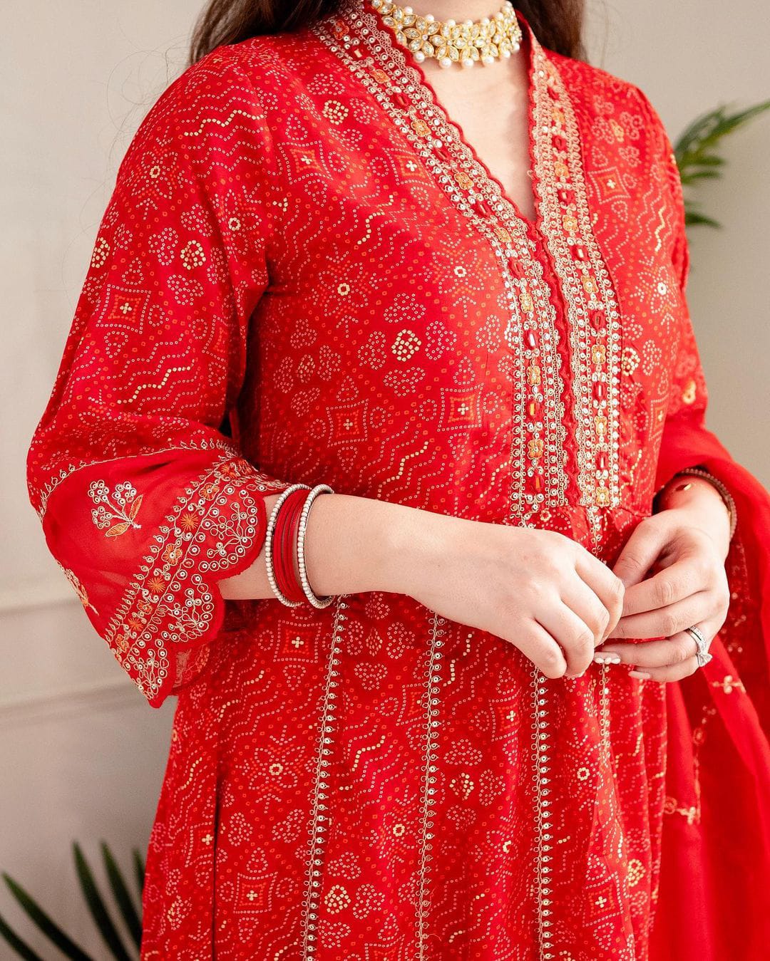 Vibrant Red Ethnic Kurta-Set