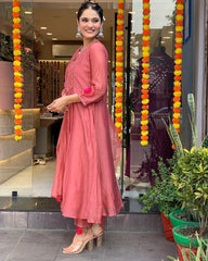 Vibrant  Orange Ethnic Kurta-Set