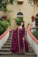 French Wine Ethnic Kurta-Set