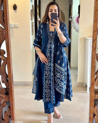 Glorious Blue Ethnic Kurta-Set