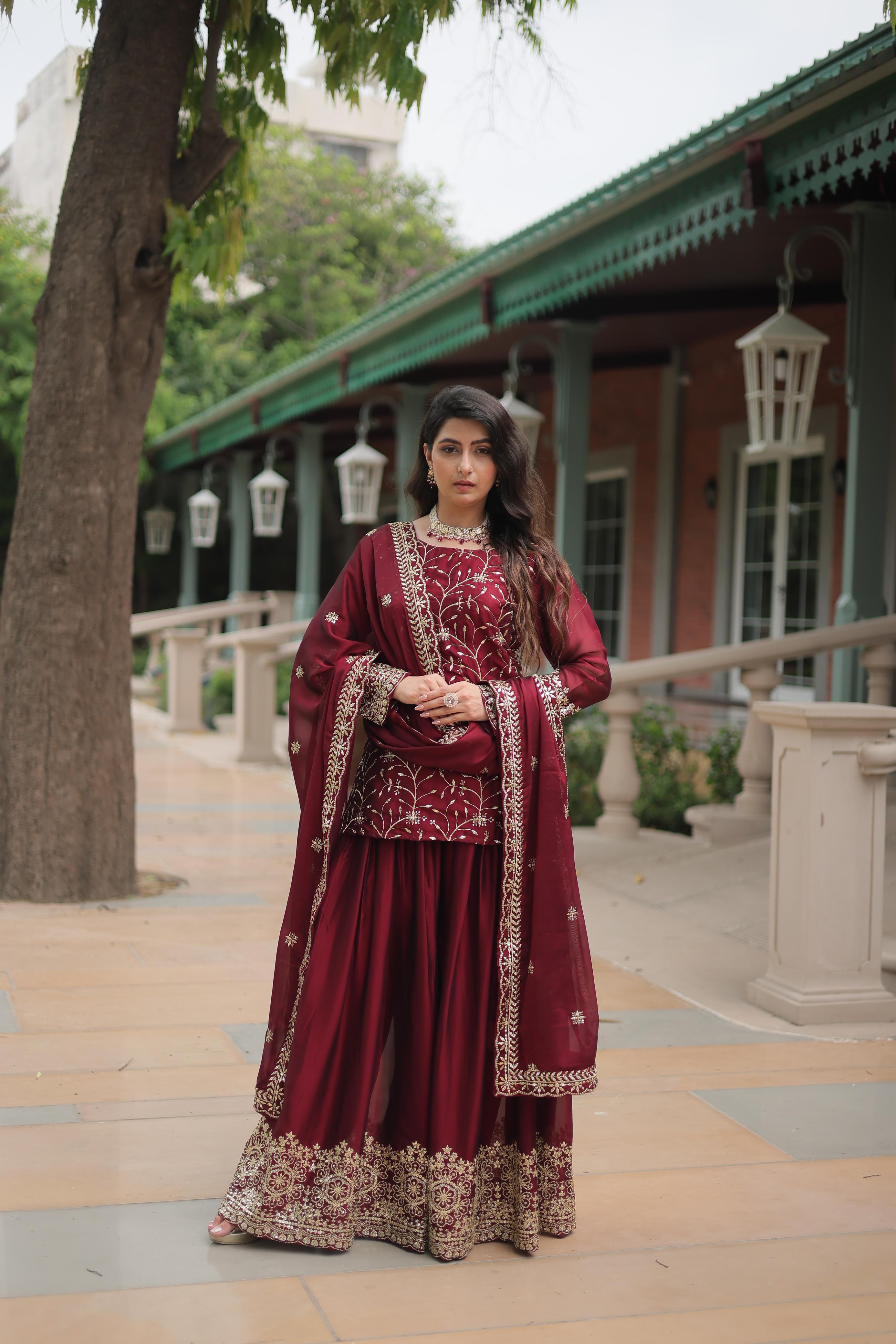 vivacious Maroon Ethnic Kurta-Set