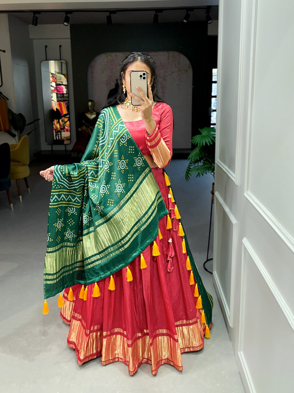 Stunning Gaji Silk With Lagdi patta Lehengha Choli With Dupatta