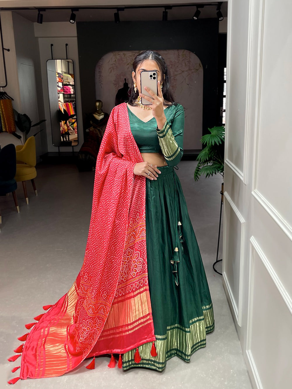 Stunning Gaji Silk With Lagdi patta Lehengha Choli With Dupatta
