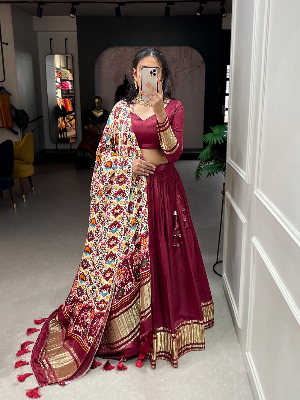 Stunning Gaji Silk With Lagdi patta Lehengha Choli With Dupatta