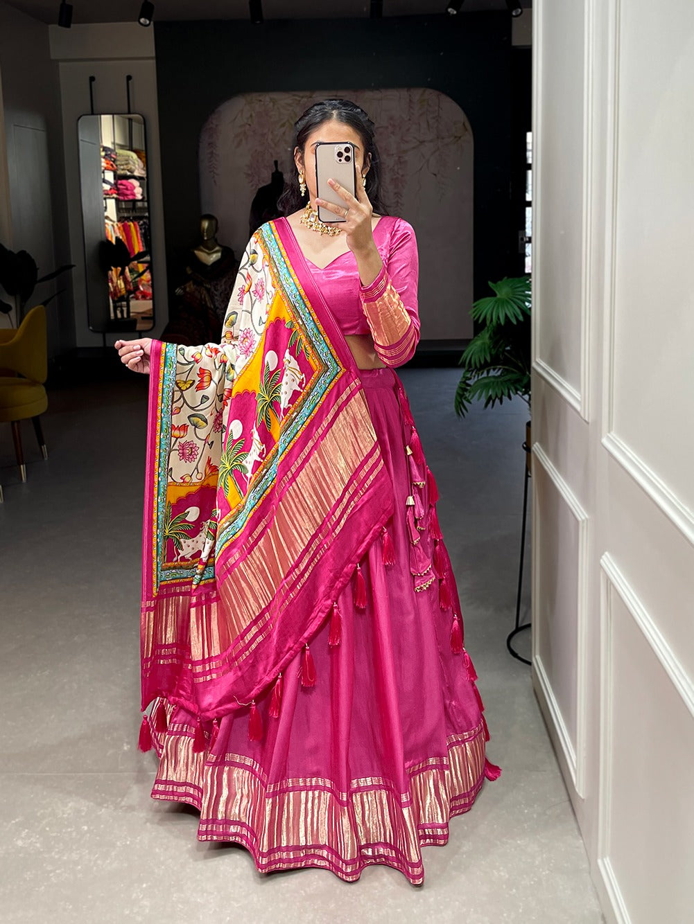 Stunning Gaji Silk With Lagdi patta Lehengha Choli With Dupatta