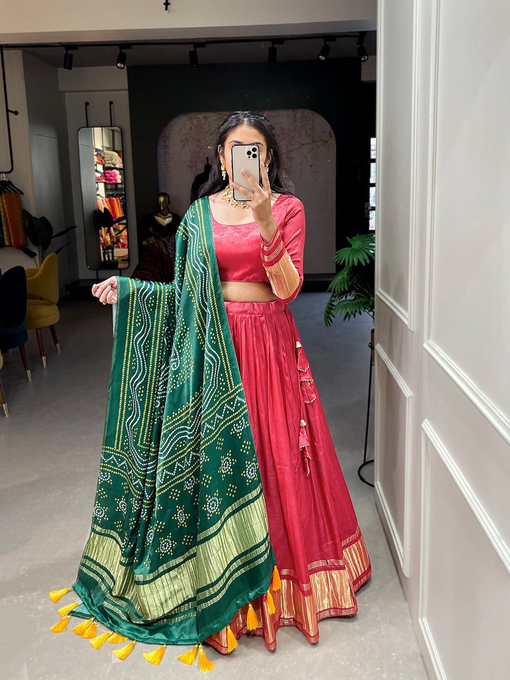 Stunning Gaji Silk With Lagdi patta Lehengha Choli With Dupatta