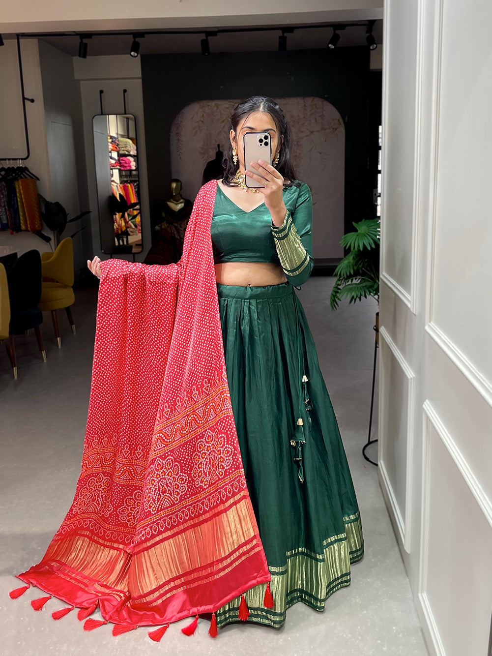 Stunning Gaji Silk With Lagdi patta Lehengha Choli With Dupatta