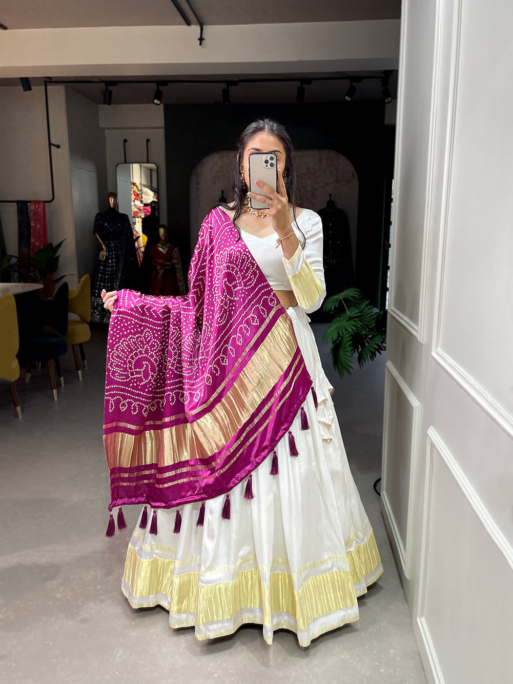 Stunning Gaji Silk With Lagdi patta Lehengha Choli With Dupatta