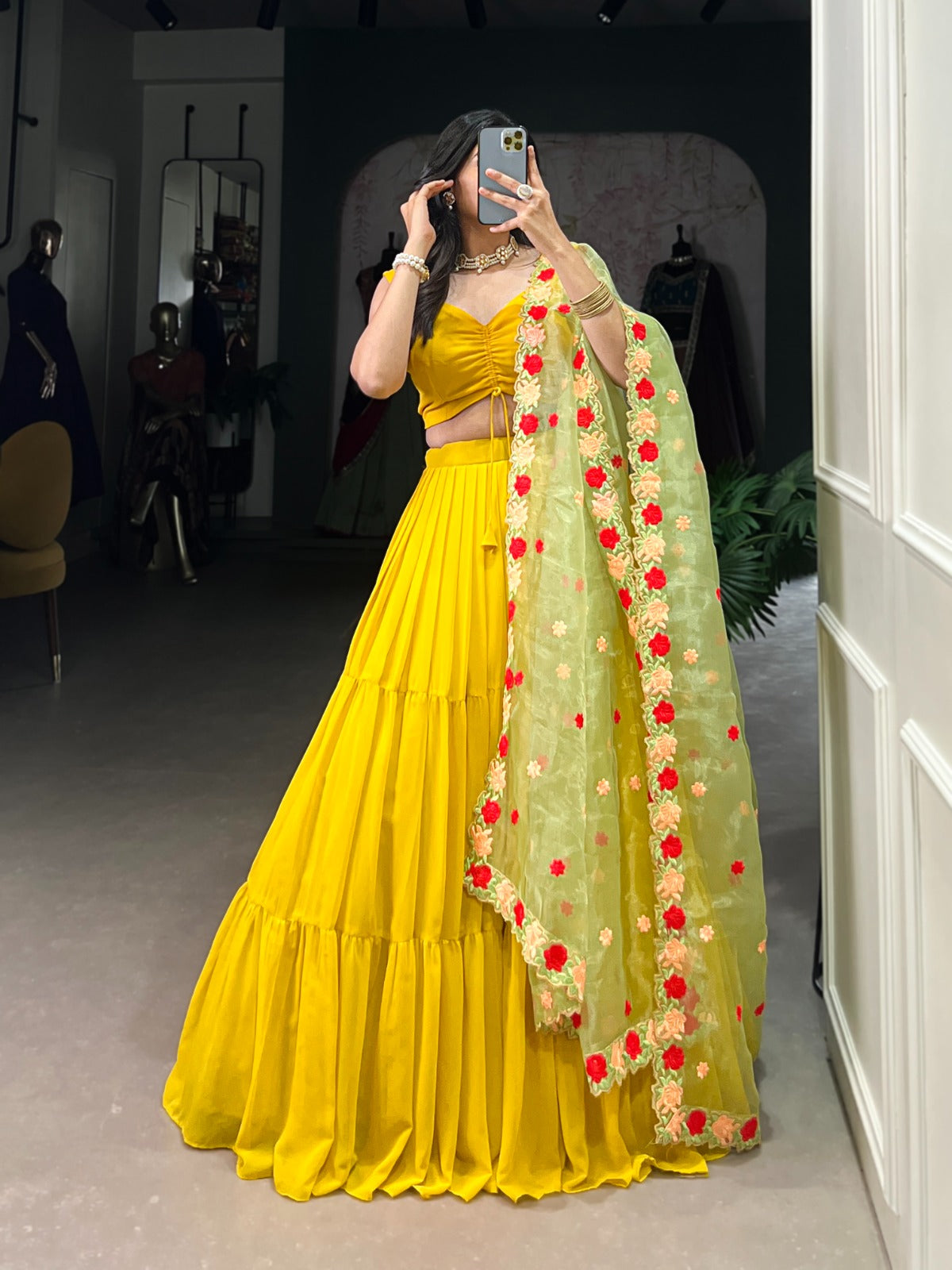 Radiant Georgette Floral Print Lehengha Choli With Dupatta