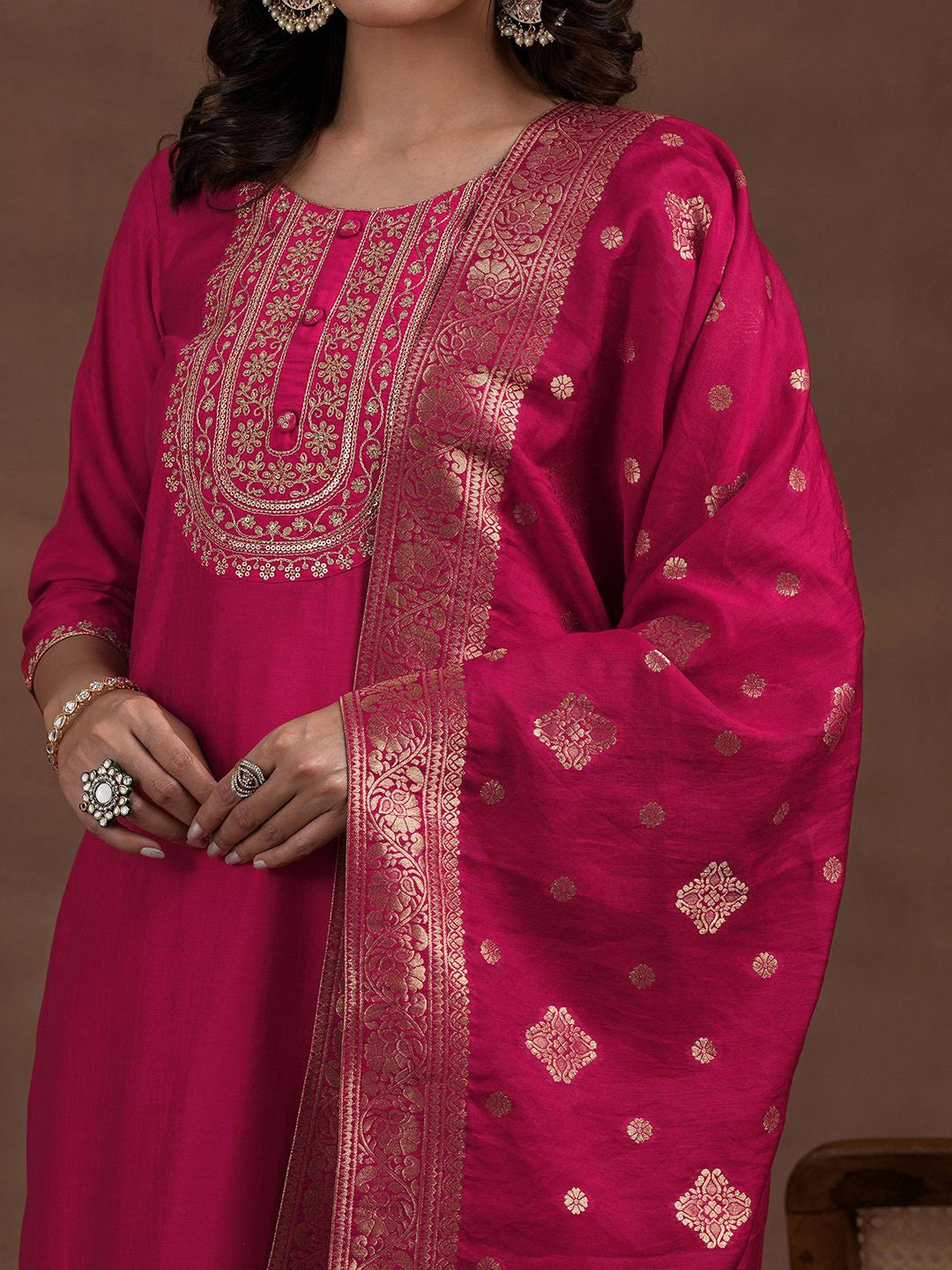 Flamingo Pink Ethnic Kurta-Set