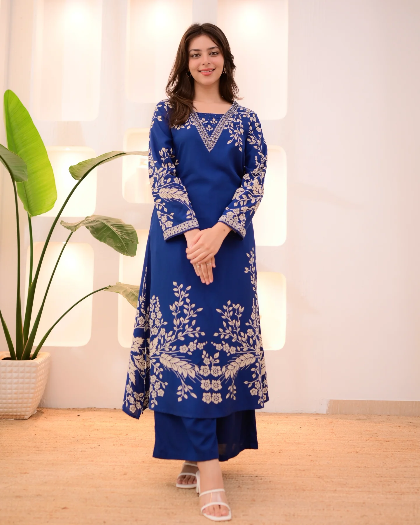 Marina Petals Cotton A-line Kurta Palazzo Set