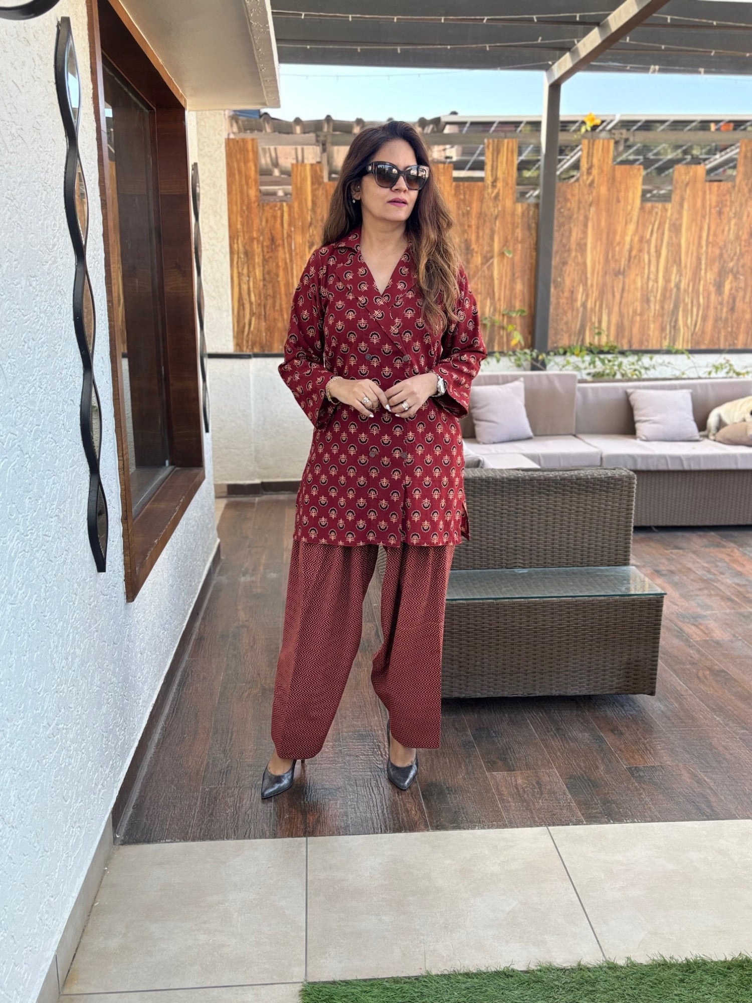 Padma Ajrakh Print Cotton Farshi Suit