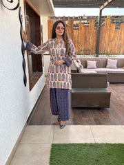 Noor Ajrakh Print Cotton Farshi Suit