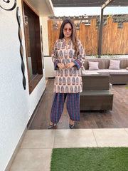 Noor Ajrakh Print Cotton Farshi Suit