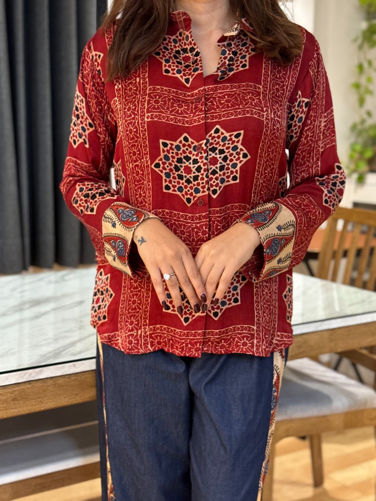 Sahiba Ajrakh Print Maldhari Heritage Shirt