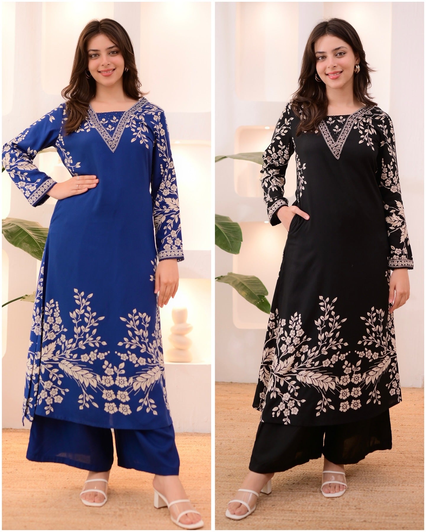 Marina Petals Cotton A-line Kurta Palazzo Set