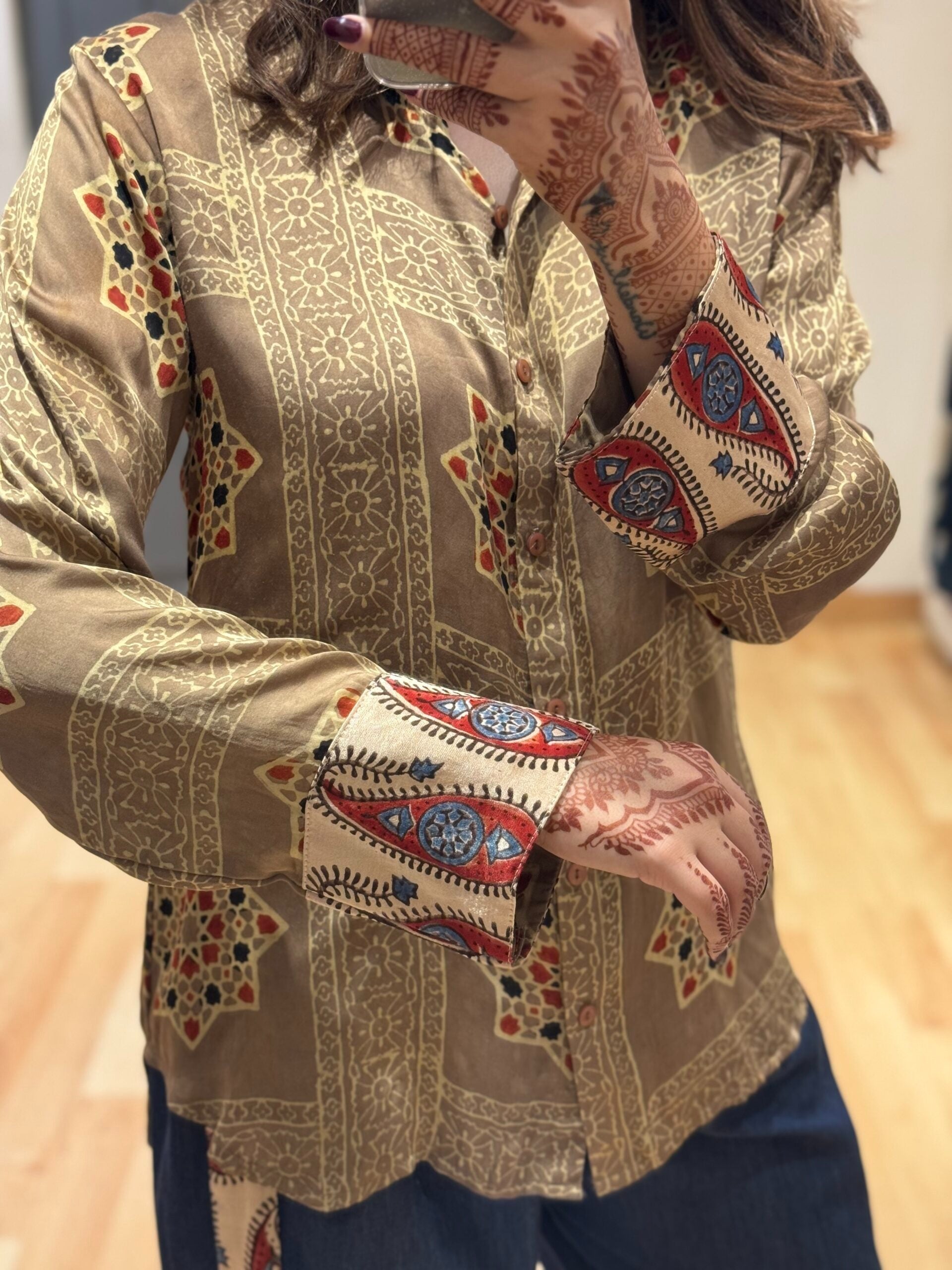 Sahiba Ajrakh Print Maldhari Heritage Shirt