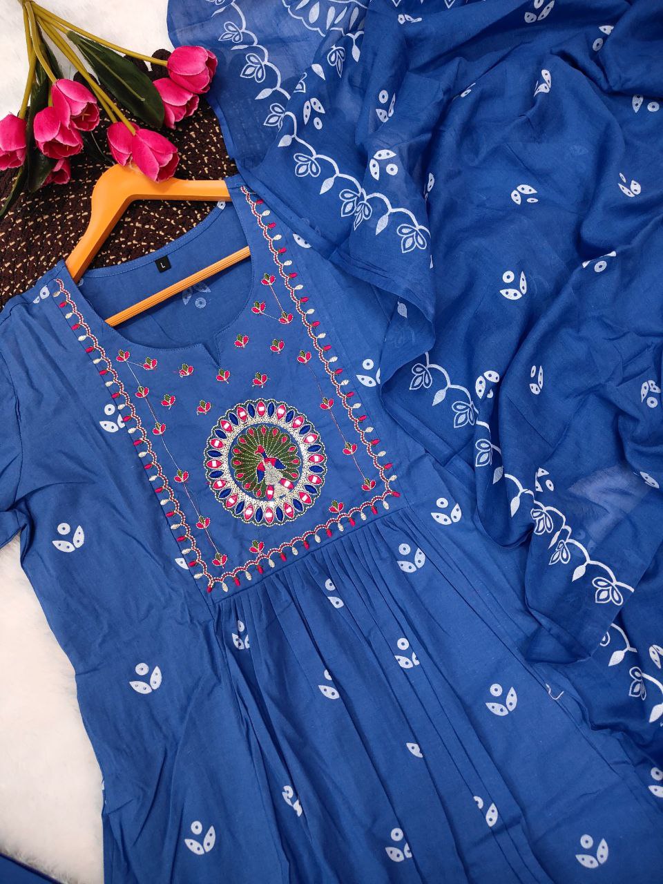 Radiant Orange Mal Cotton Kurta Set